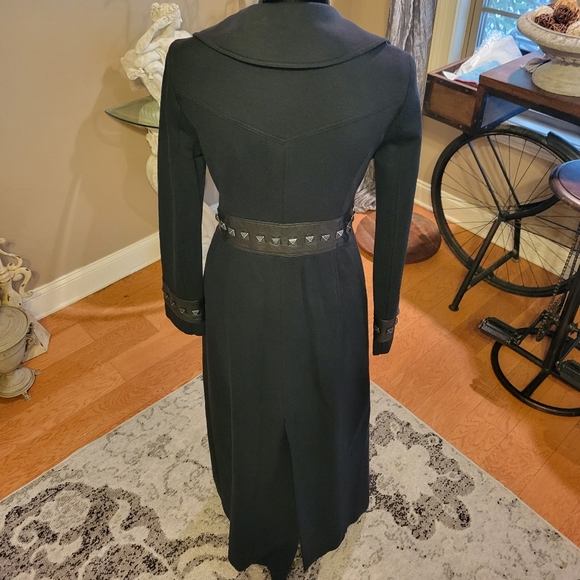 Bebe Studded Leather Full Length Black Coat in Small - GC - Picture 10 of 14